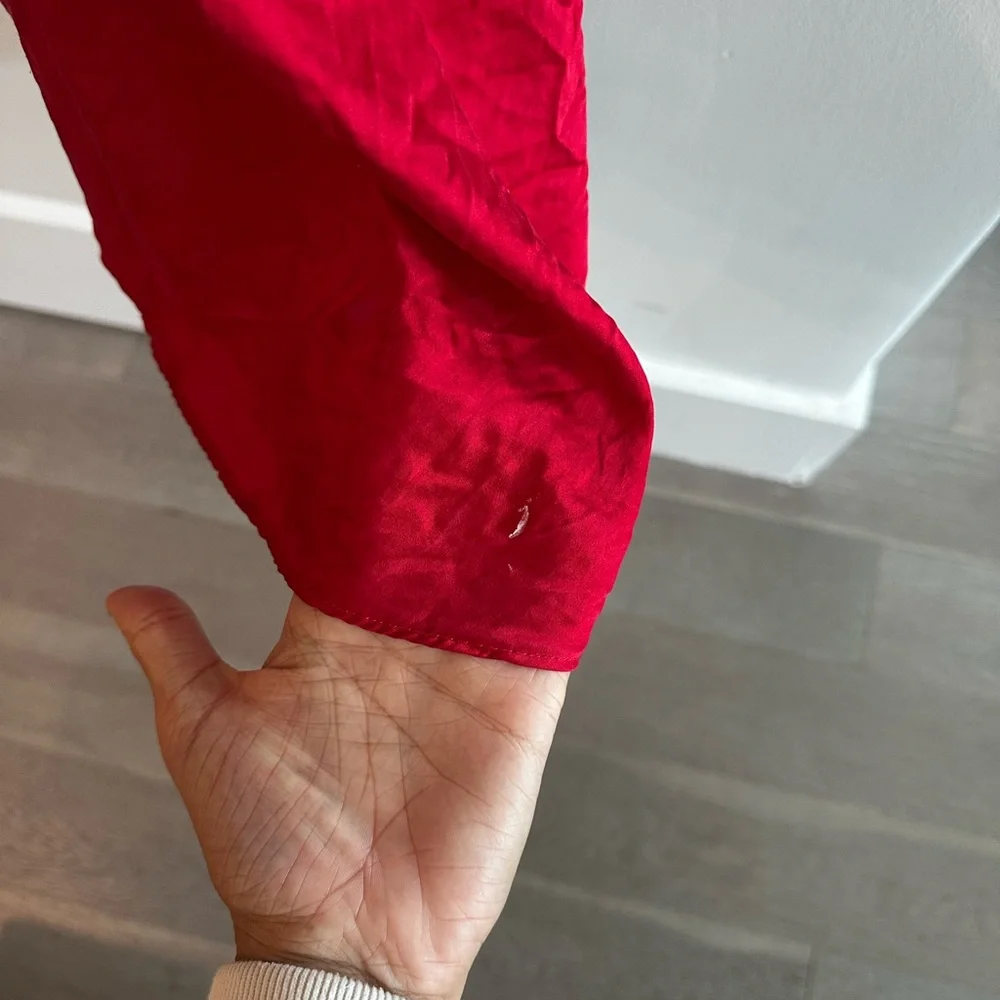 100% Silk Red Maxi Slip Dress - Picture 6 of 8